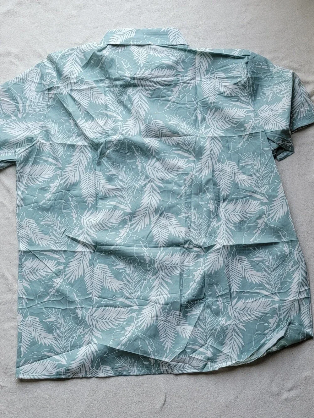 T.J.Maxx Light Teal Short-Sleeve Tropical Button-Down Shirt